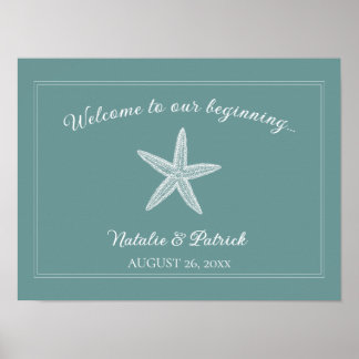 Aquamarines Starfish Hochzeitstipendium Poster