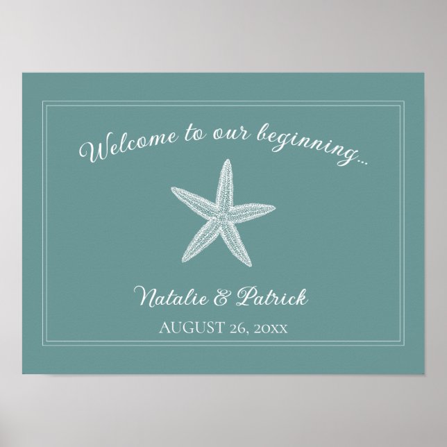 Aquamarines Starfish Hochzeitstipendium Poster (Vorne)