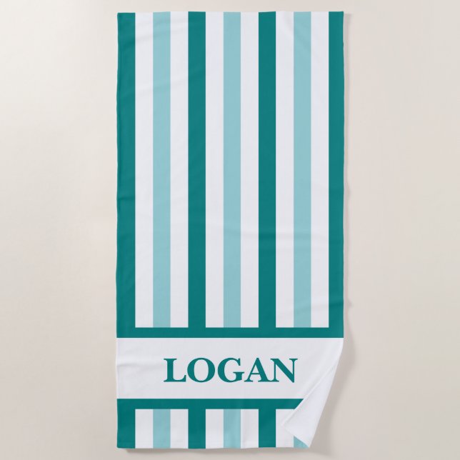 Aquamarines Strandtuch mit Individuelle Name (Vorderseite)