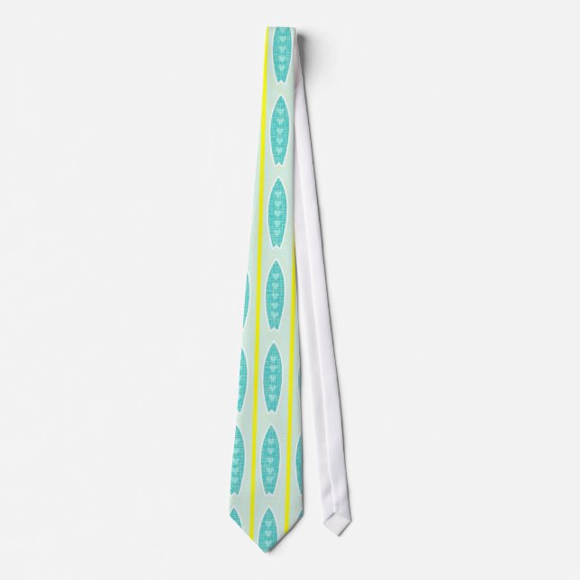 Aquamarines Surfbrett-Muster Krawatte (Vorderseite)