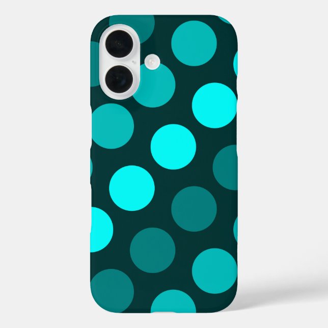 Aquamarines Trio der Polka Dots iPhone 16 Hülle (Rückseite)