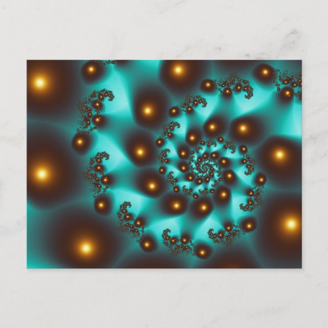 Aquamarines Trippy Abstrakt Fine Art Fraktal Postkarte (Vorderseite)