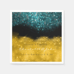Aquamarines Türkis-GoldSchwarz-weißer Serviette