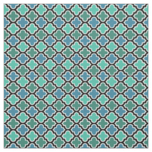 Aquamarines Türkisblau-marokkanisches Quatrefolie Stoff