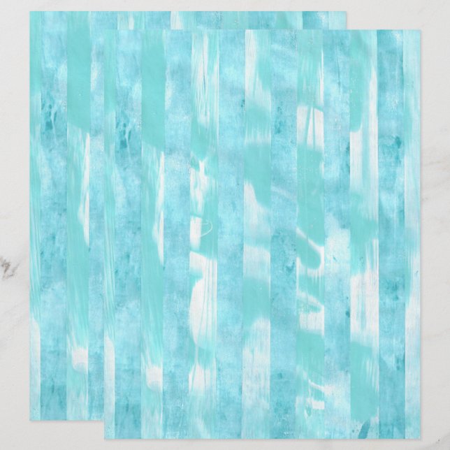 Aquamarines türkisfarbenes Stripes-Scrapbook (Vorne/Hinten)