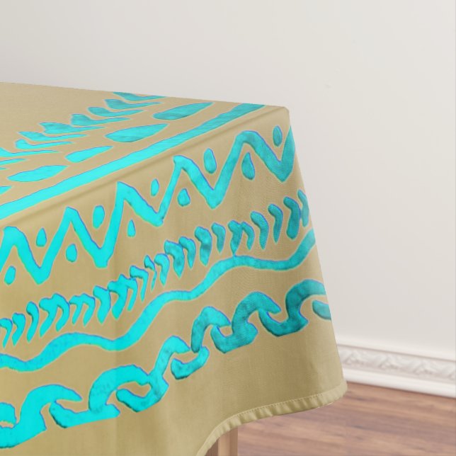 Aquamarines türkisfarbenes Tribal-Muster Tischdecke (Beispiel)