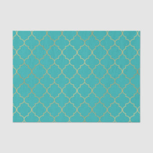 Aquamarines u. GoldQuatrefoil Muster-Party Seidenpapier