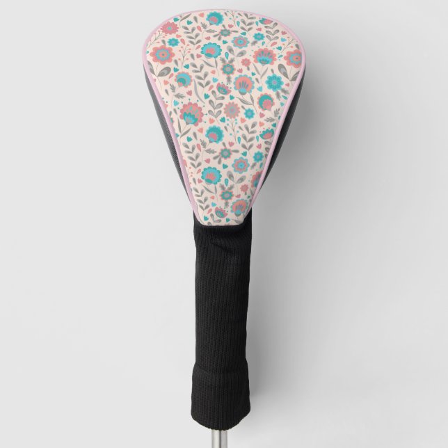 Aquamarines u. korallenrotes golf headcover (Vorderseite)