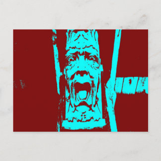 Aquamarines und burgundisches Funny Face Postkarte