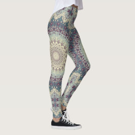Aquamarines und cremefarbenes Mandala-Muster Leggings