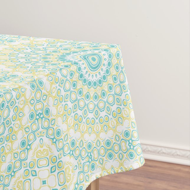 Aquamarines und gelbes Mandala-Muster Tischdecke (Beispiel)
