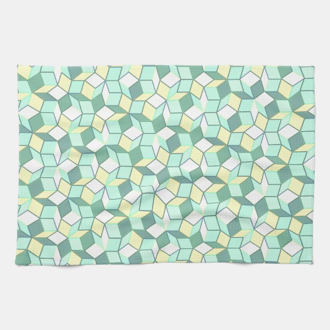 Aquamarines und gelbes Penrose Tilings-Tuch Geschirrtuch (Horizontal)