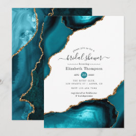 Aquamarines und Gold Agate Brautparty Einladung