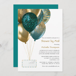 Aquamarines und Gold Baby oder Brautparty per Mail Einladung