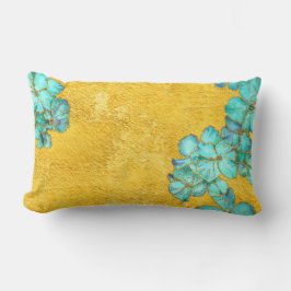 Aquamarines und goldenes Blumenmuster Lumbar Pil Lendenkissen