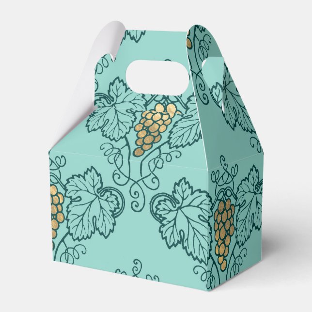 Aquamarines und goldenes Weinmuster Geschenkschachtel (Vorderseite)