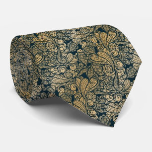 aquamarines und goldfarbenes Paisley-Muster mit Wi Krawatte