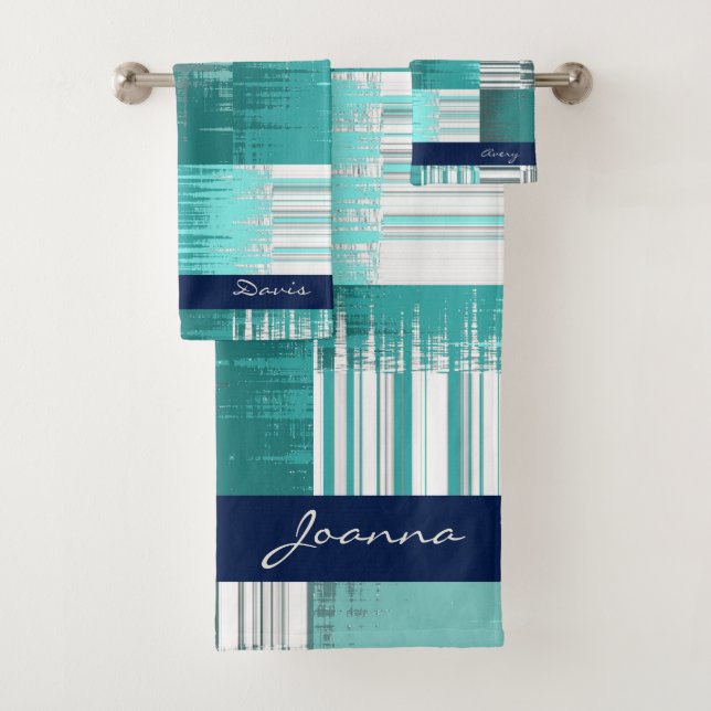 Aquamarines und graues Badetuch-Set Badhandtuch Set (Insitu)