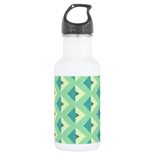 Aquamarines und grünes Diamond-Geometrismuster Edelstahlflasche (Vorderseite)