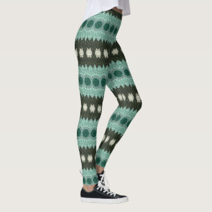 Aquamarines und grünes Mandala-Muster Leggings