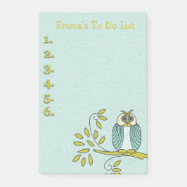 Aquamarines und grünes Owl Personalisiert zu führe Post-it Klebezettel
