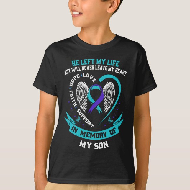 Aquamarines und Lila Selbstmordbewusstsein T-Shirt (Vorderseite)