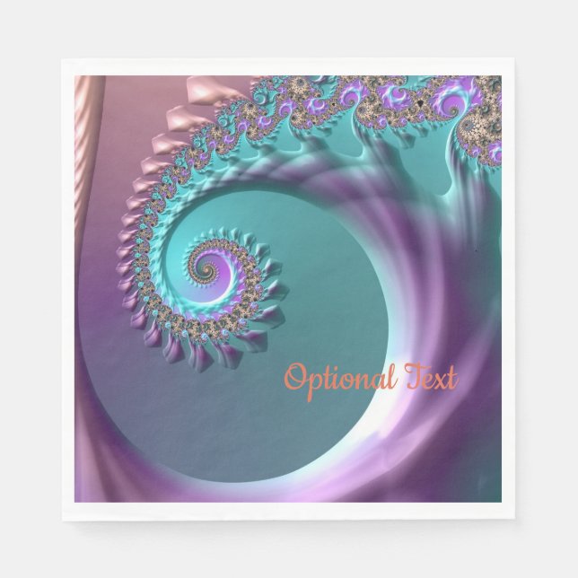 Aquamarines und Lila Spiralpapier Fraktal Napkins Serviette (Vorderseite)