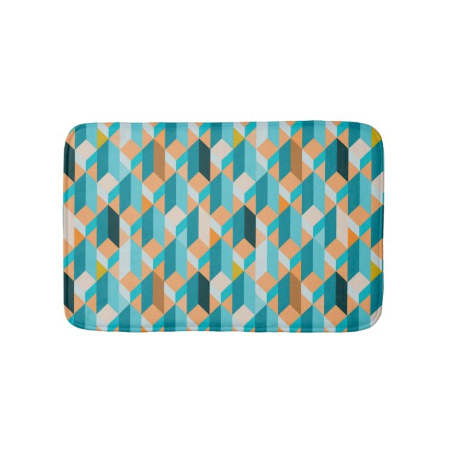 Aquamarines und orange Form-Muster Badematte (Vorderseite)