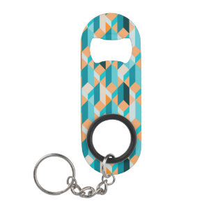 Aquamarines und orange Form-Muster Mini Flaschenöffner