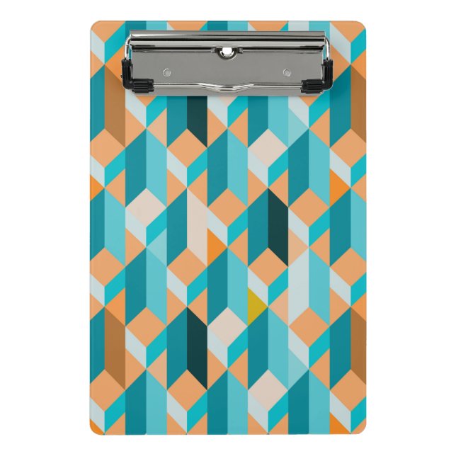 Aquamarines und orange Form-Muster Mini Klemmbrett (Vorderseite)