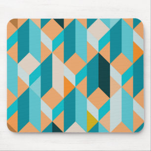 Aquamarines und orange Form-Muster Mousepad