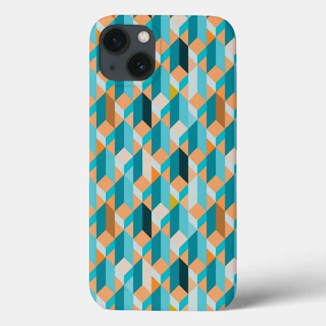 Aquamarines und orangefarbenes Muster Case-Mate iPhone Hülle (Rückseite)