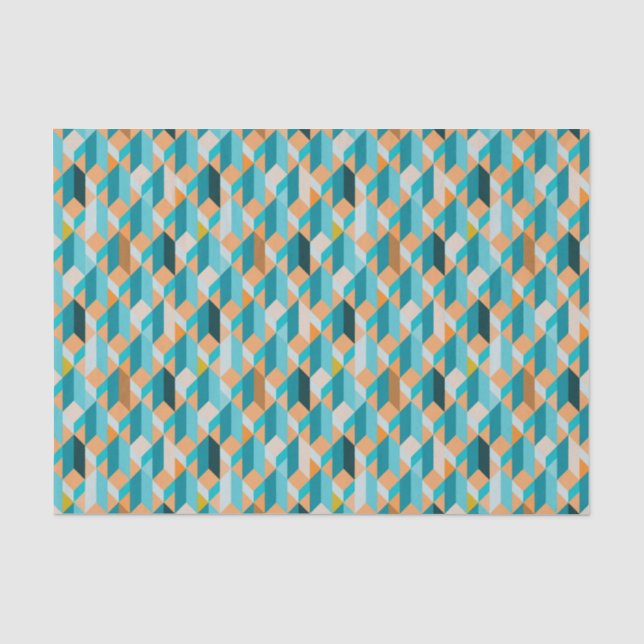 Aquamarines und orangefarbenes Muster Seidenpapier (Vorderseite)