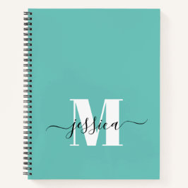 Aquamarines und Personalisiertes Monogram-Notebook Notizbuch