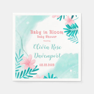 Aquamarines und rosa Blumenbaby im Bloom Baby Dusc Serviette