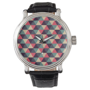 Aquamarines und rosa Dreieck-Muster Armbanduhr