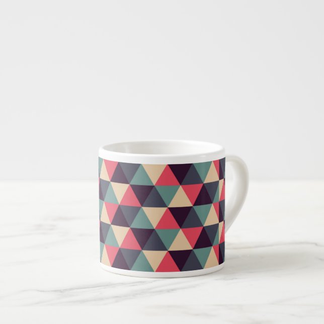 Aquamarines und rosa Dreieck-Muster Espressotasse (Vorderseite Rechts)