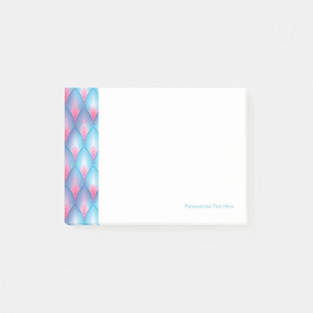 Aquamarines und rosa Petrolmuster Post-it Klebezettel (Vorderseite)