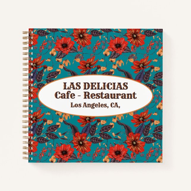 Aquamarines und rotes Blumenkohl Restaurant Ristor Notizbuch (Vorderseite)