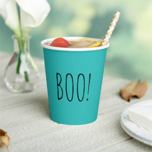 Aquamarines und schwarz-minimalistisches Halloween Pappbecher