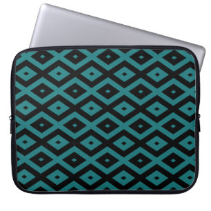 Aquamarines und schwarzes Diamantmuster Laptopschutzhülle