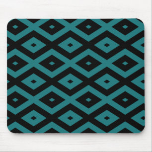 Aquamarines und schwarzes Diamantmuster Mousepad