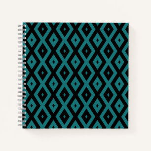 Aquamarines und schwarzes Diamantmuster Notizbuch