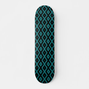 Aquamarines und schwarzes Diamantmuster Skateboard