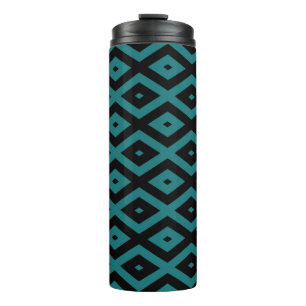 Aquamarines und schwarzes Diamantmuster Thermosbecher