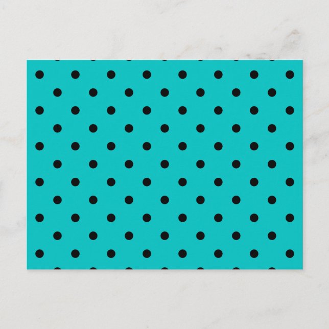 Aquamarines und schwarzes Polka Dot Muster. Postkarte (Vorderseite)