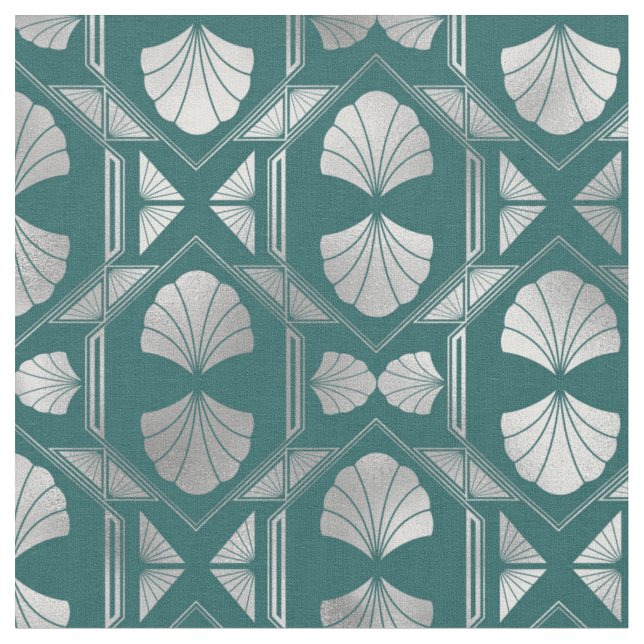 Aquamarines und silberes Design der Muschel Stoff (Nahaufnahme)