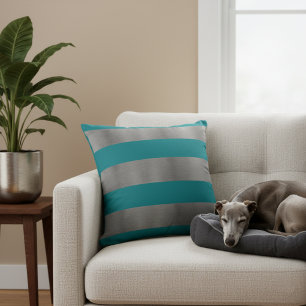 Aquamarines und silbernes Couchkissen Kissen