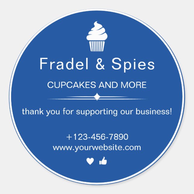 Aquamarines und weißes einfaches Cupcake-Business Runder Aufkleber (Vorderseite)