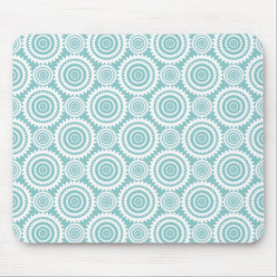 Aquamarines und weißes geometrisches Muster Mousepad